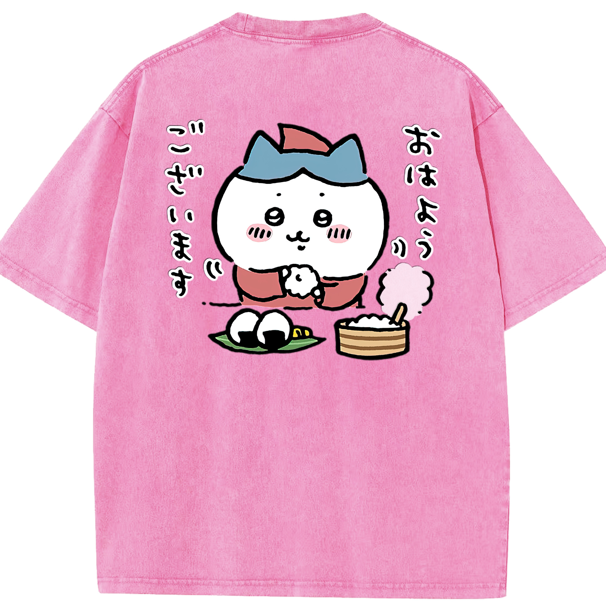 （画像用） ちいかわ ハチワレ Chii-kawa hachiware 綿100% ヴィンテージ風 半袖Tシャツ（背面プリント）